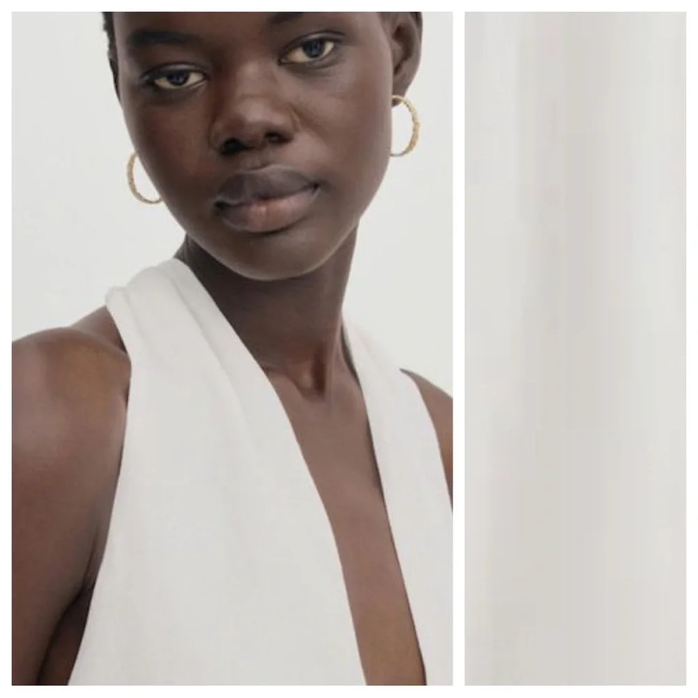 NWT. Massimo Dutti White Midi Dress with Criss-Cross Detail at the Back. Size S. - Picture 2 of 12